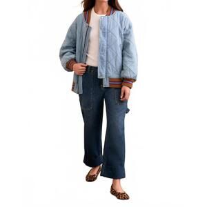 NEW BLUE THREAD oversized cotton quilted bomber jacket in out of the blue